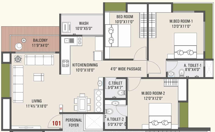3 BHK Flat in Infinity Sky in Pal, Surat - Image 928766