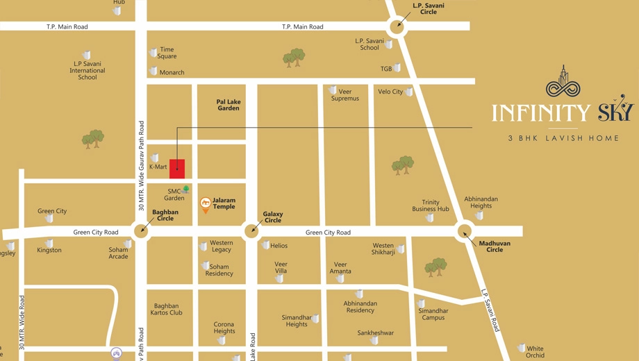 Location of Infinity Sky in Pal, Surat - Image 429298