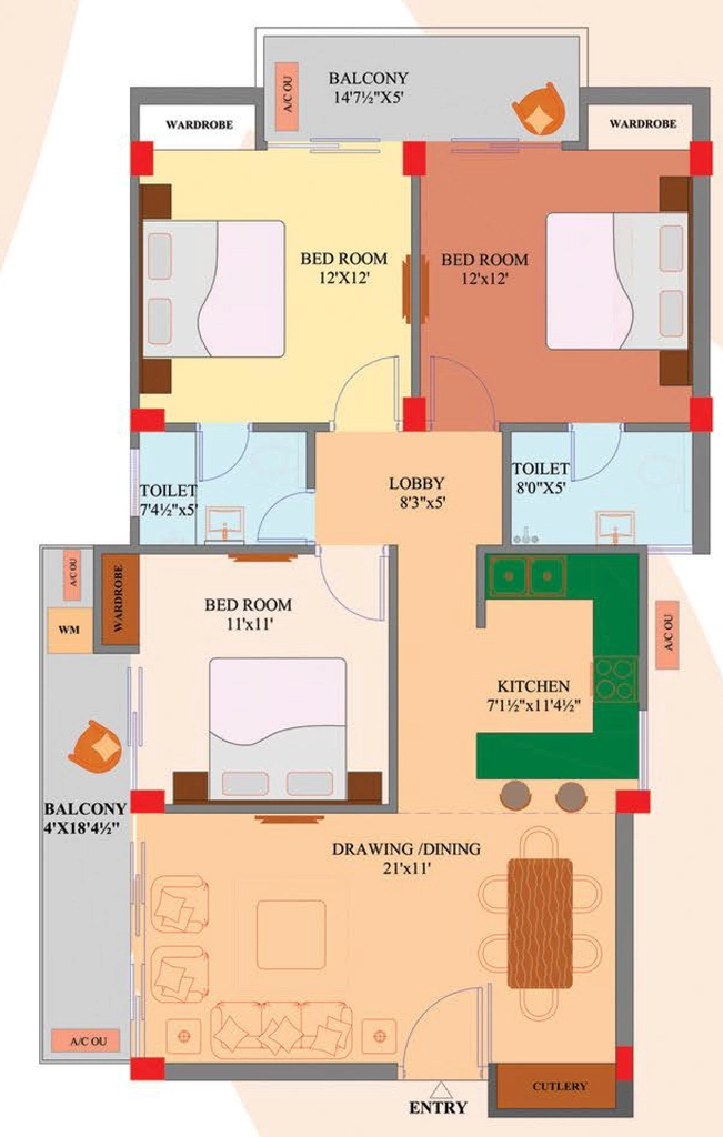 3 BHK Flat in Saha Panchvati in Rajpur Road, Dehradun - Image 928776