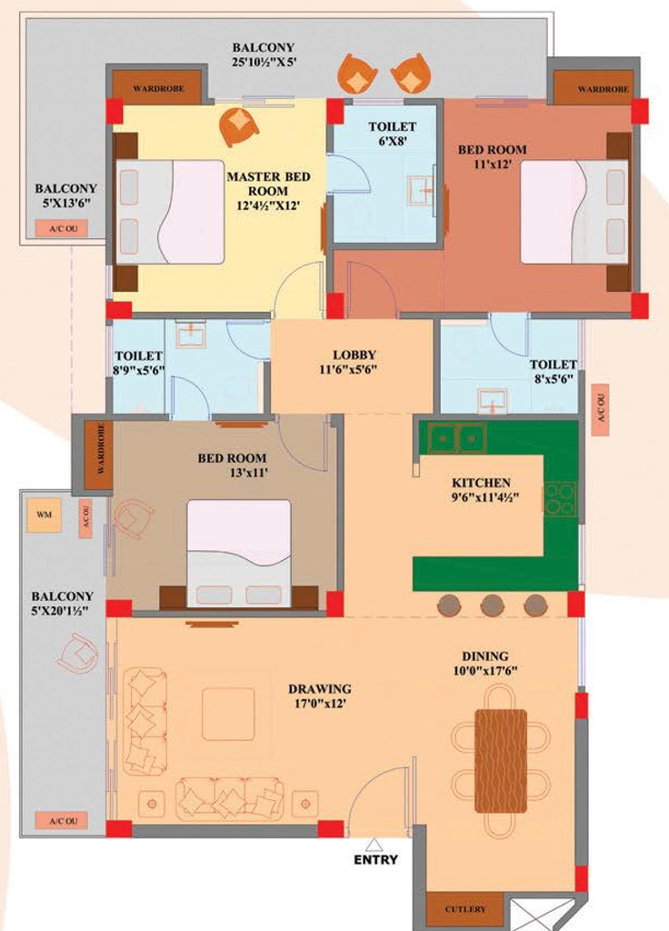 3 BHK Flat in Saha Panchvati in Rajpur Road, Dehradun - Image 928779