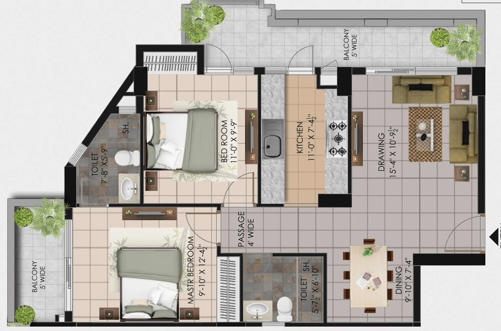 2 BHK Flat in Sai Aarunya in Canal Road, Dehradun - Image 928786