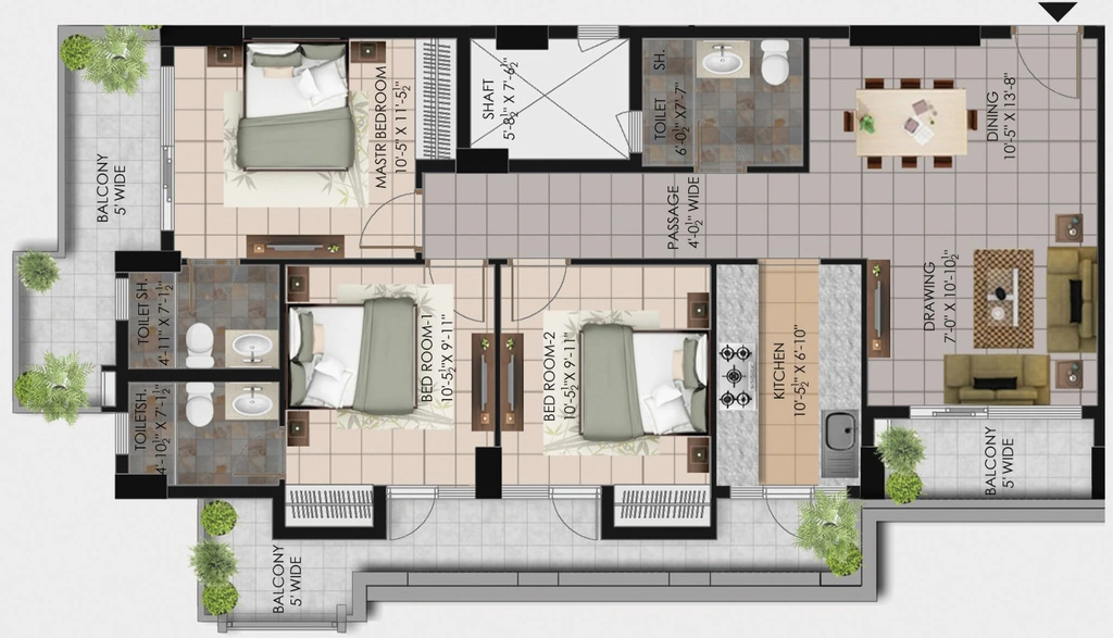 3 BHK Flat in Sai Aarunya in Canal Road, Dehradun - Image 928793