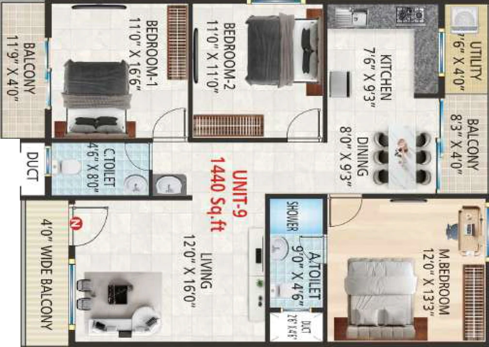 3 BHK Flat in Vaarahi Vivarea in Kambipura, Bangalore - Image 928830