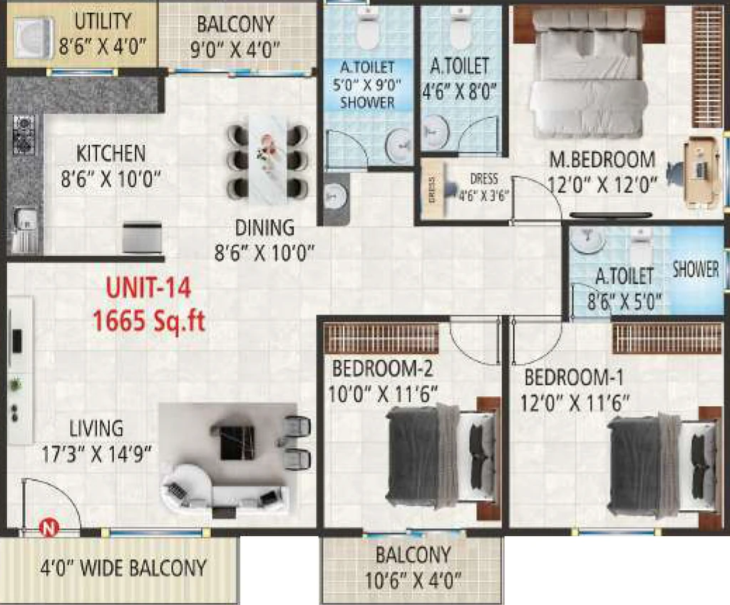 3 BHK Flat in Vaarahi Vivarea in Kambipura, Bangalore - Image 928832