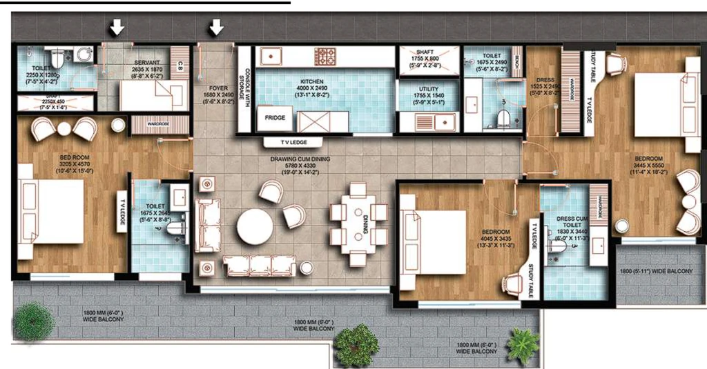 3 BHK Flat in HD Mountain The Courtyard in Race Course, Dehradun - Image 928837