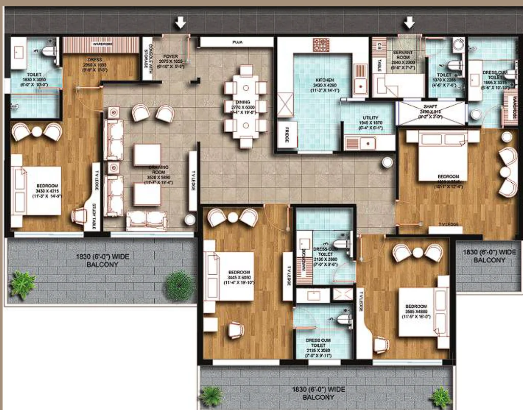 4 BHK Flat in HD Mountain The Courtyard in Race Course, Dehradun - Image 928842