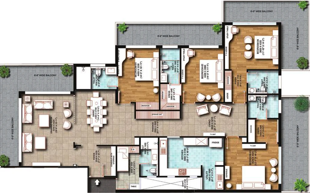 4 BHK Flat in HD Mountain The Courtyard in Race Course, Dehradun - Image 928845