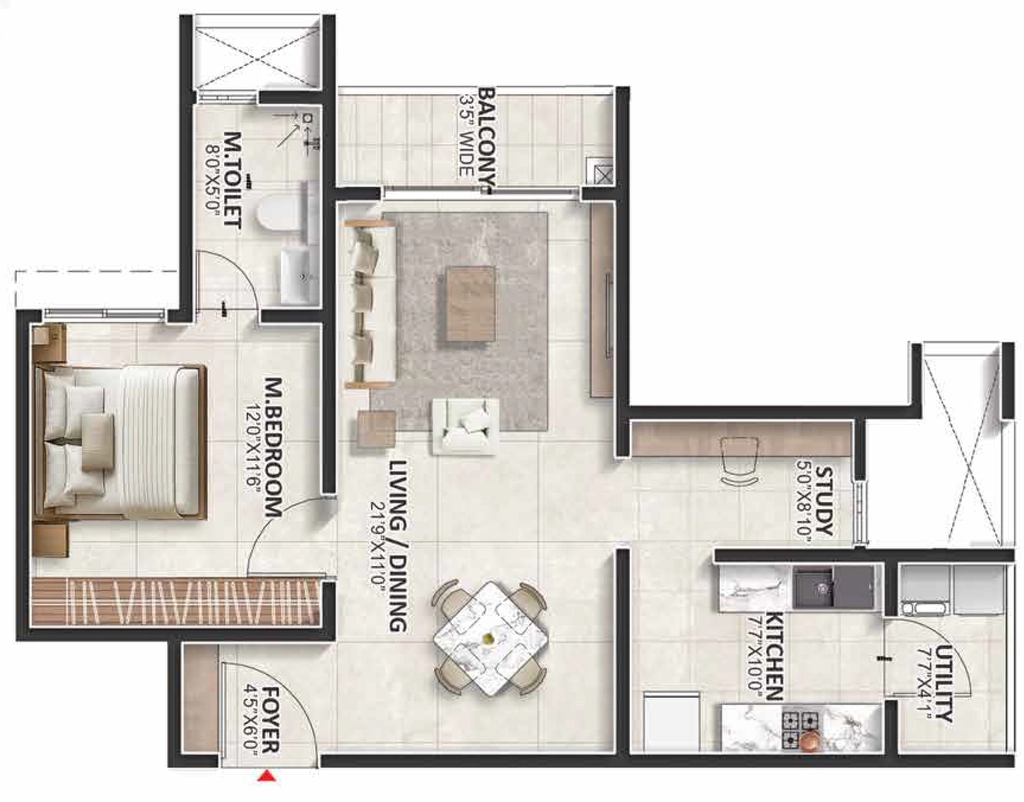 1 BHK Flat in Prestige Evergreen in Whitefield, Bangalore - Image 928854