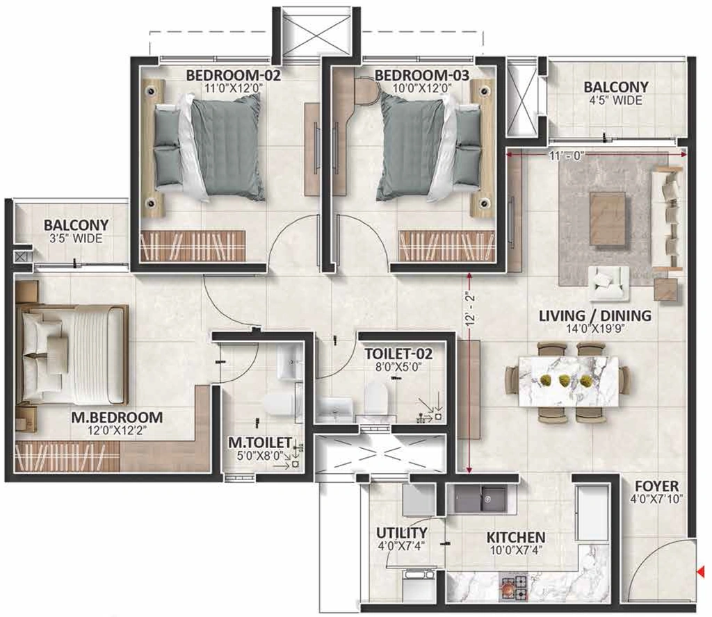 3 BHK Flat in Prestige Evergreen in Whitefield, Bangalore - Image 928859