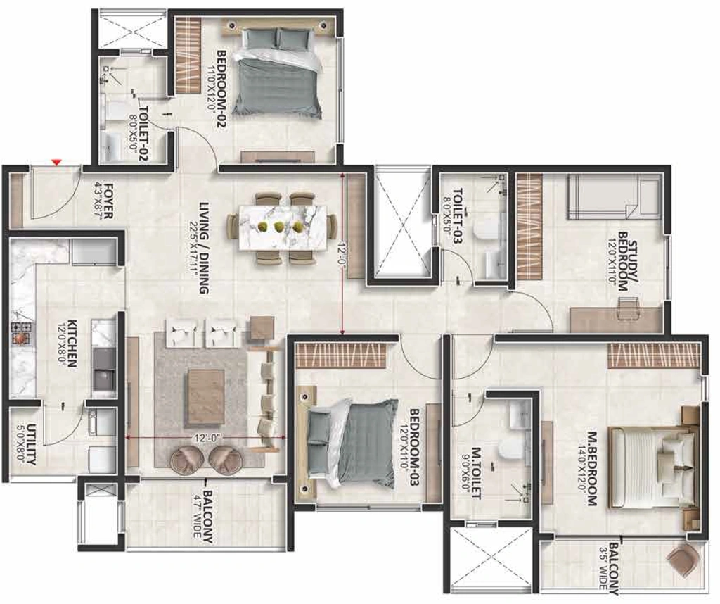 3 BHK Flat in Prestige Evergreen in Whitefield, Bangalore - Image 928864