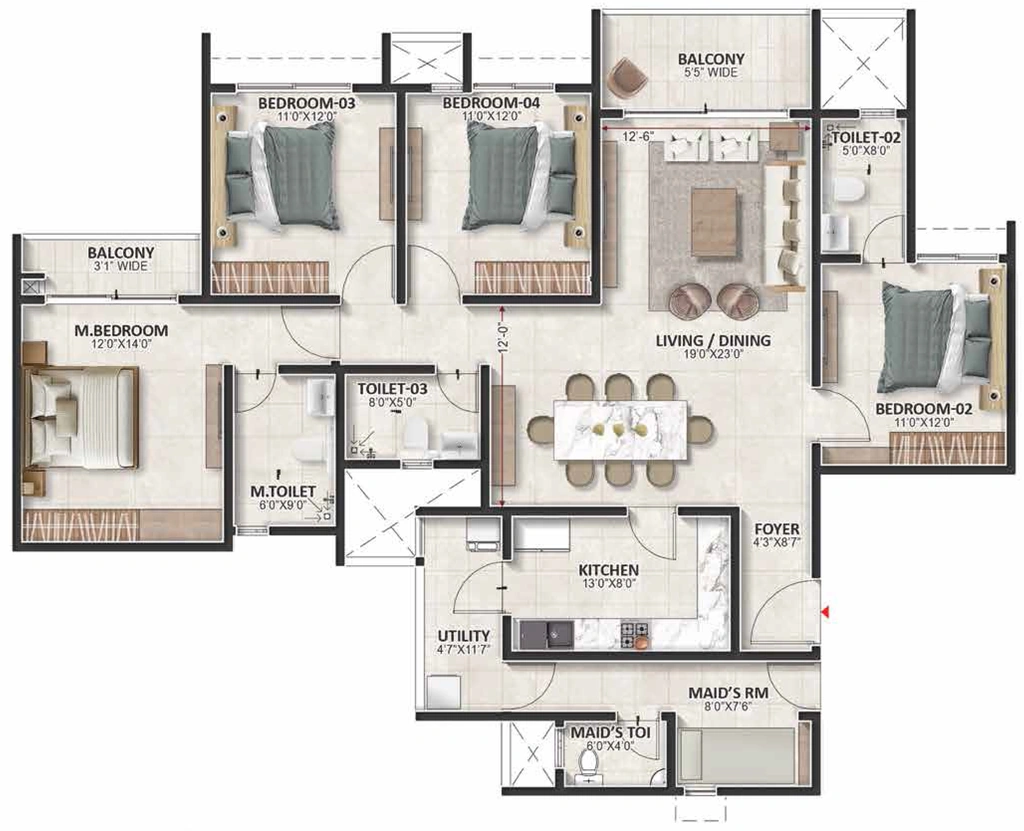 4 BHK Flat in Prestige Evergreen in Whitefield, Bangalore - Image 928865