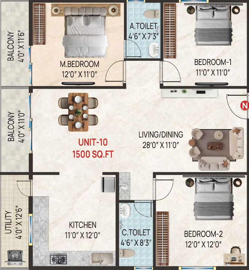 3 BHK Flat in Sai Golden Horizon in Kengeri, Bangalore - Image 928873