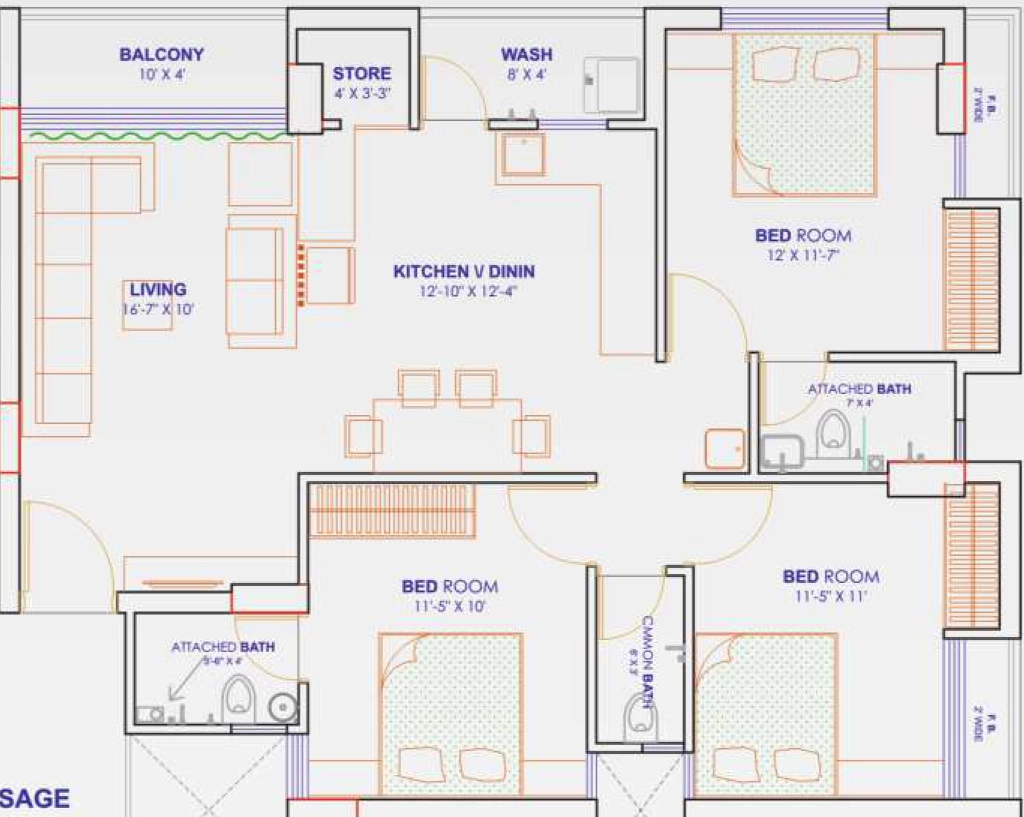 3 BHK Flat in Tejas Shyamprabhu Niketan in Raiya, Rajkot - Image 928867