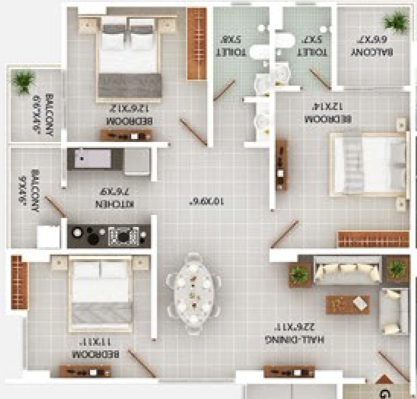 3 BHK Flat in Global Signature in Kahilipara, Guwahati - Image 928973