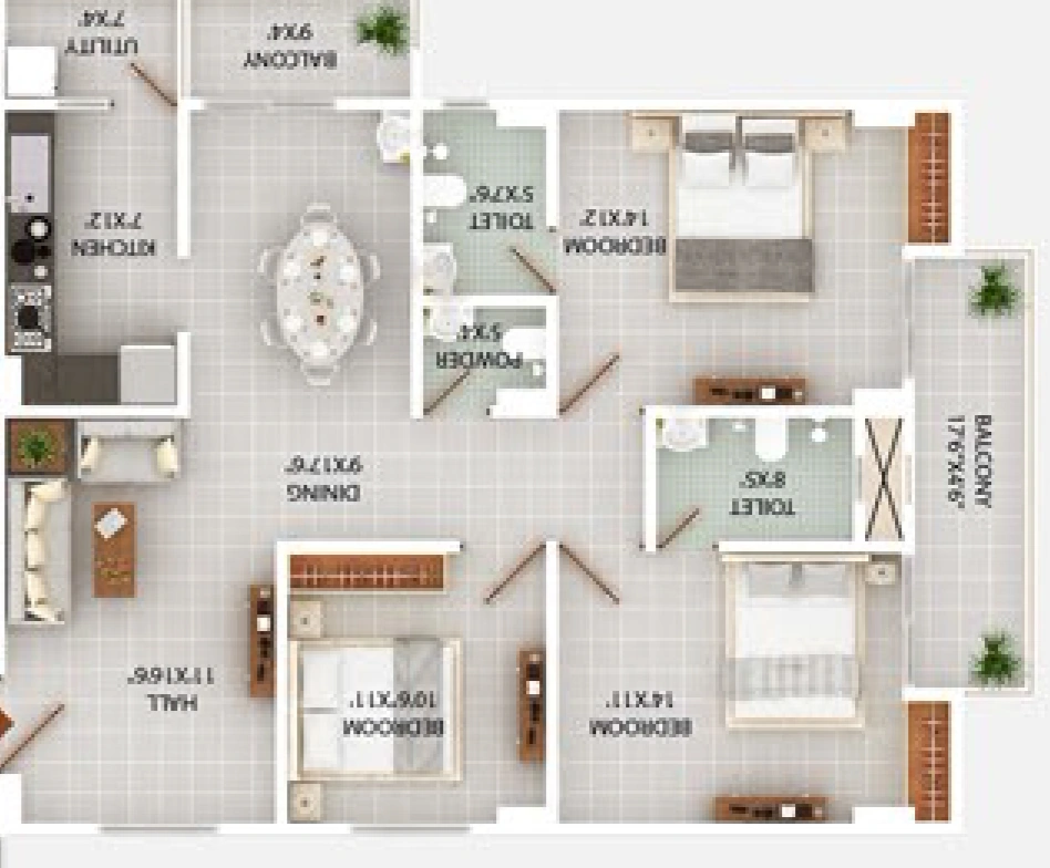 3 BHK Flat in Global Signature in Kahilipara, Guwahati - Image 928974