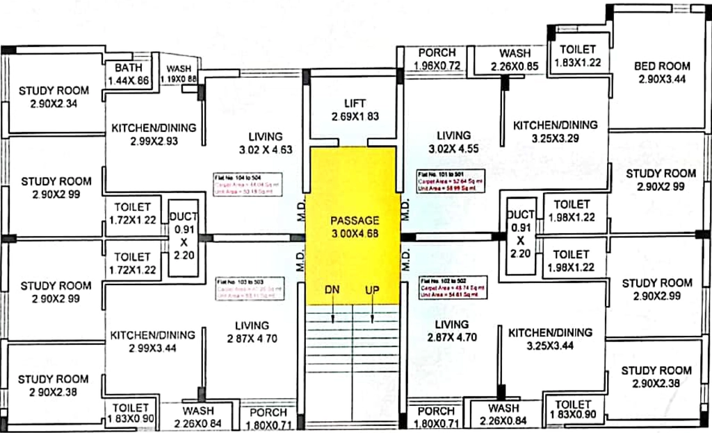 Floor Plan of Trinetra Apartment in Raiya, Rajkot - Image 429538