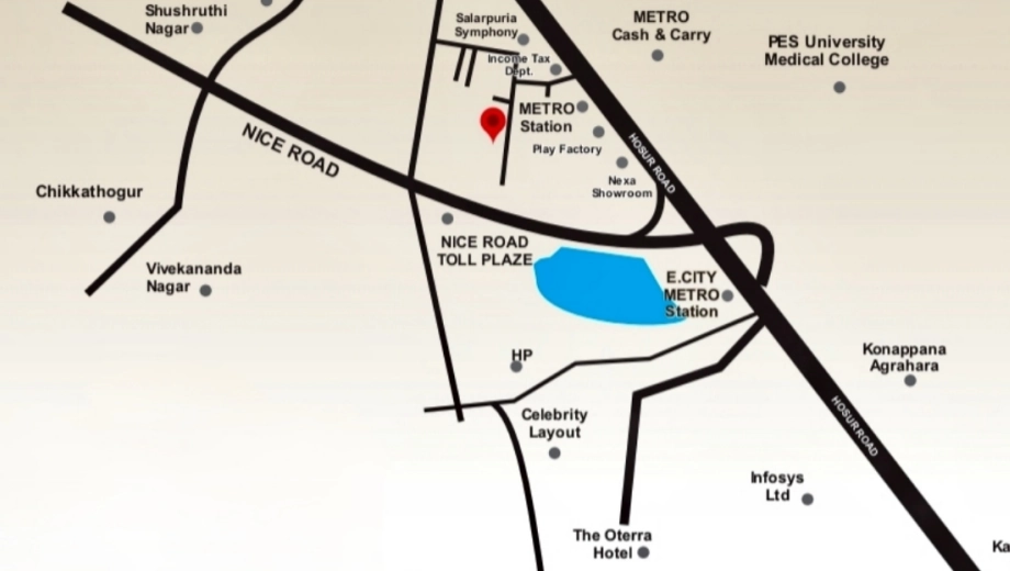 Location of Smart MR Green Woods in Basapura, Bangalore - Image 429598
