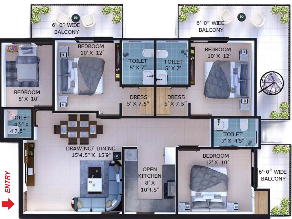 4 BHK Flat in Tulip Hills in GMS Road, Dehradun - Image 928921