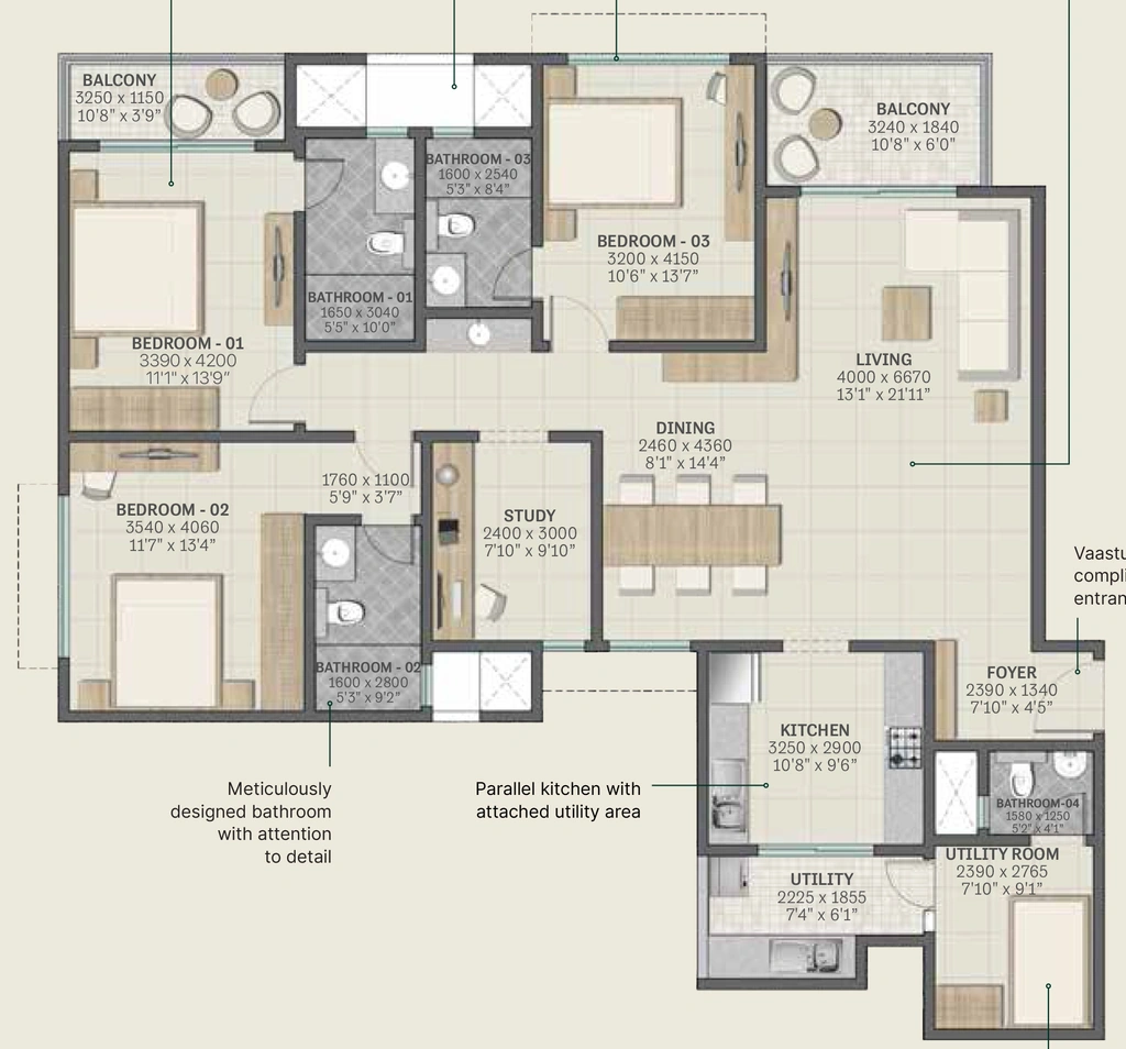 3 BHK Flat in Sobha Ridge Whispering Hill in Aakkulam, Thiruvananthapuram - Image 928929