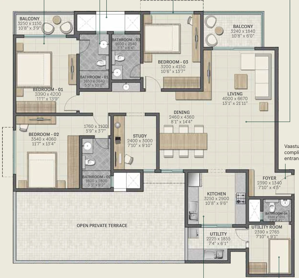 3 BHK Flat in Sobha Ridge Whispering Hill in Aakkulam, Thiruvananthapuram - Image 928930