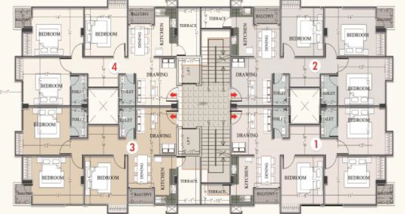 Floor Plan of Mittal Gokul Tower in Dhirenpara, Guwahati - Image 430117
