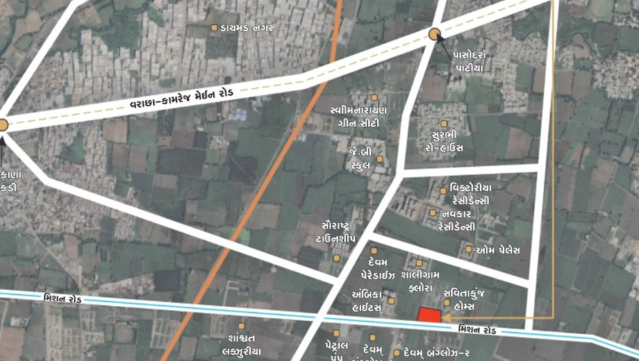 Location of Ambika Avenue in Pasodara, Surat - Image 429704