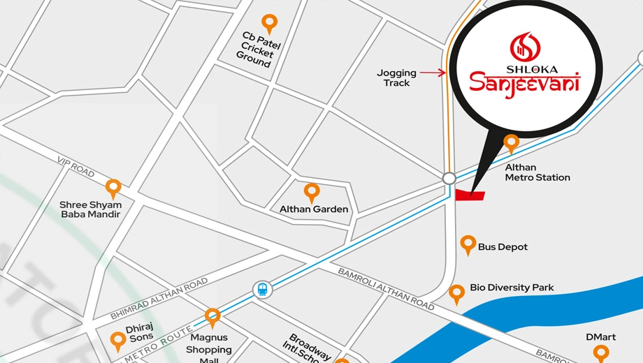 Location of Om Shloka Sanjeevani in Althan, Surat - Image 429716