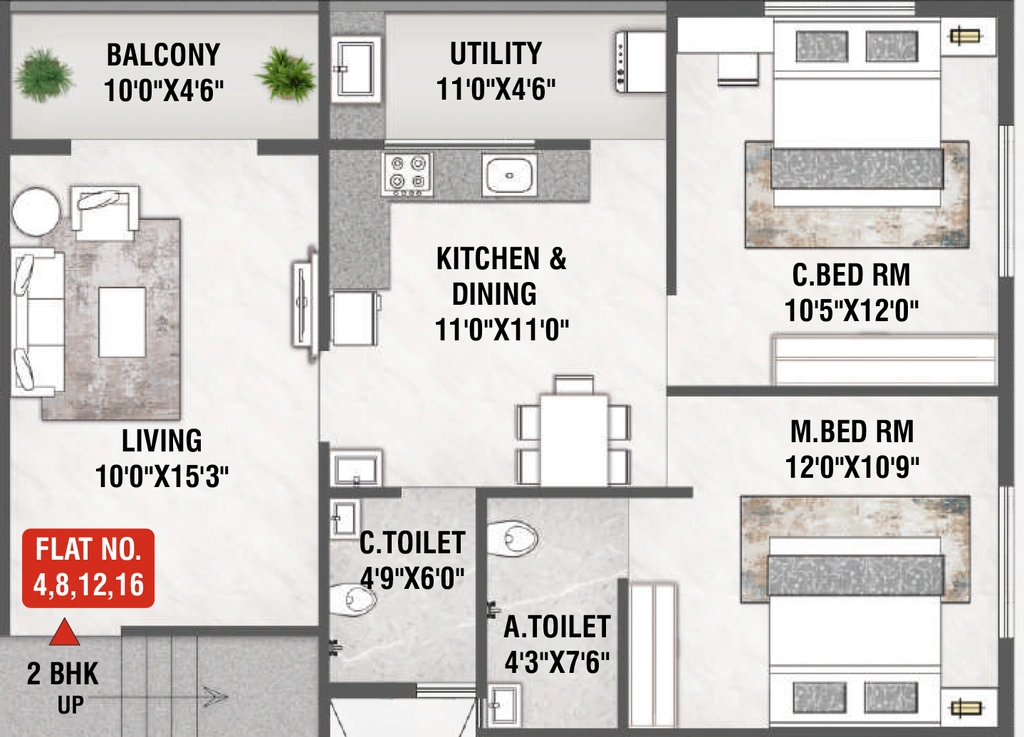 2 BHK Flat in Aakar Crest in Indira Nagar, Nashik - Image 928951