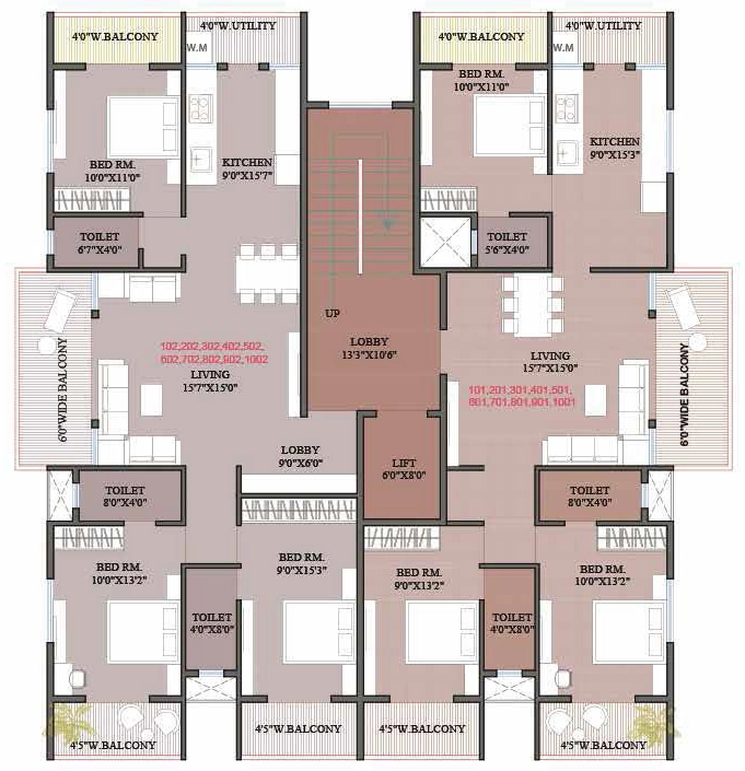 Floor Plan of Asteria Elanza Tower in Gangapur Road, Nashik - Image 429753