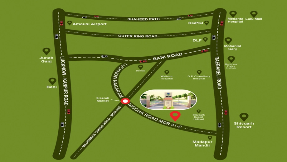 Location of Aarya Arsh Enclave in Mohanlalganj, Lucknow - Image 429818