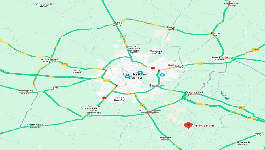 Location of Amrut Farm in Raebareli Road, Lucknow - Image 429837