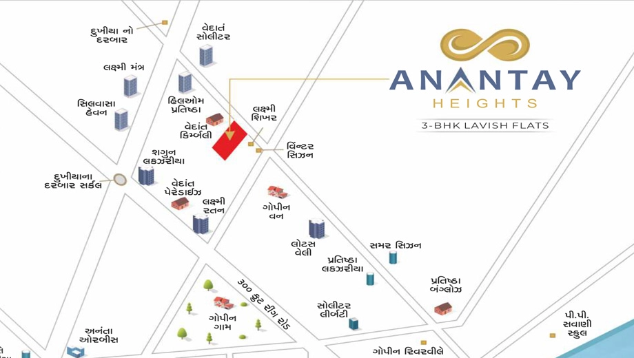 Location of Anantay Heights in Mota Varachha, Surat - Image 429904