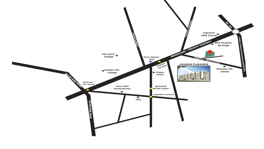 Location of A1 Adarsh Paradise in Hoskote, Bangalore - Image 429914