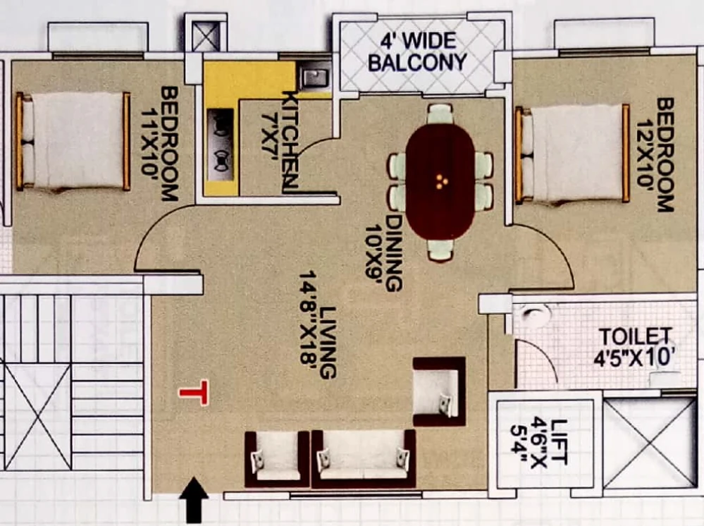 2 BHK Flat in MP Palacia Woodstock in Jalukbari, Guwahati - Image 929221
