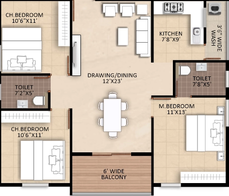 3 BHK Flat in Parth Atmosphere in Sarjapur Road, Bangalore - Image 929051