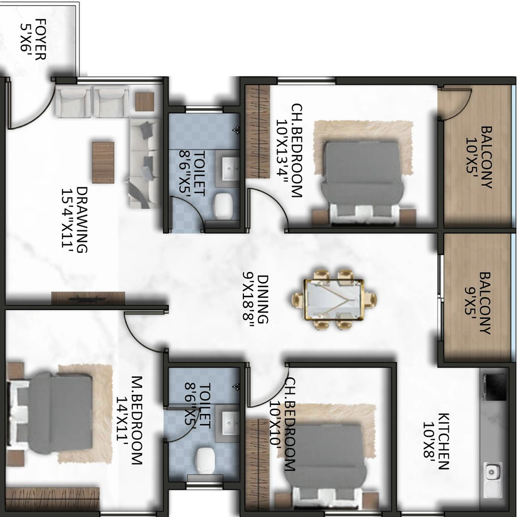3 BHK Flat in Parth Atmosphere in Sarjapur Road, Bangalore - Image 929054
