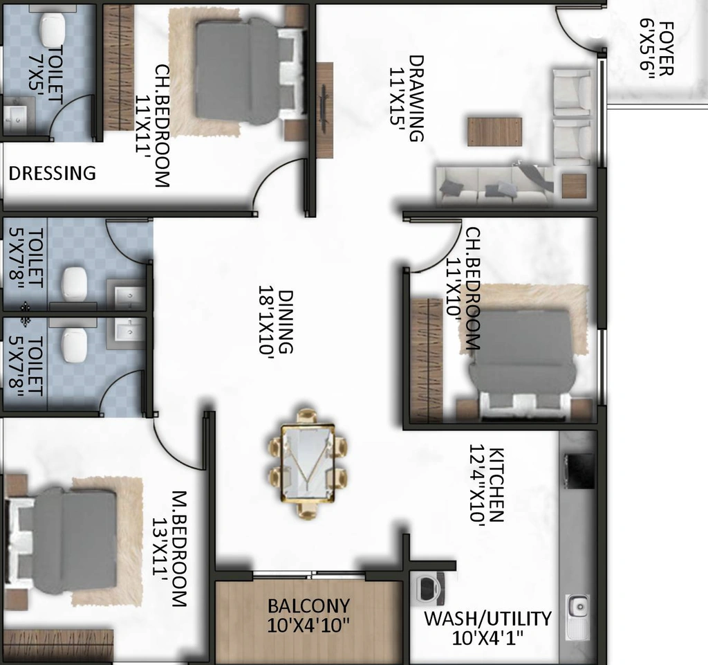 3 BHK Flat in Parth Atmosphere in Sarjapur Road, Bangalore - Image 929056