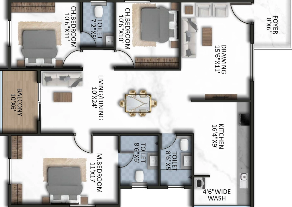 3 BHK Flat in Parth Atmosphere in Sarjapur Road, Bangalore - Image 929057