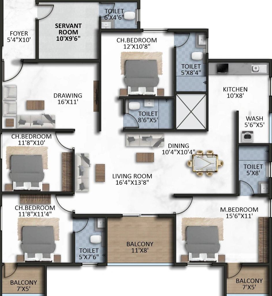 4 BHK Flat in Parth Atmosphere in Sarjapur Road, Bangalore - Image 929059
