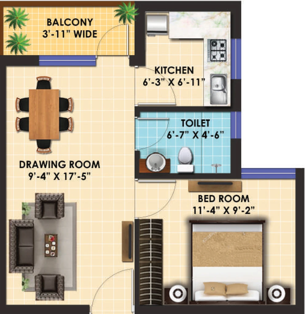 1 BHK Flat in Chandra Shekhar Azad & Khudiram Bose Enclave in Raebareli Road, Lucknow - Image 929084