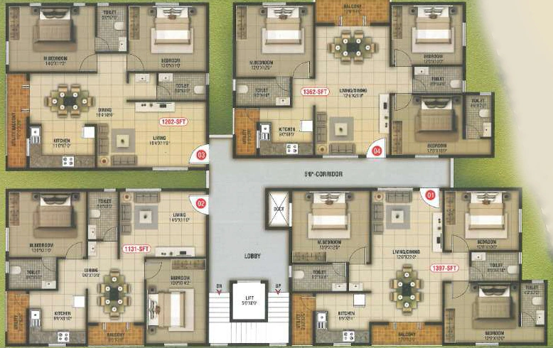 Floor Plan of Rakshitha Residency in Kalyan Nagar, Bangalore - Image 430158
