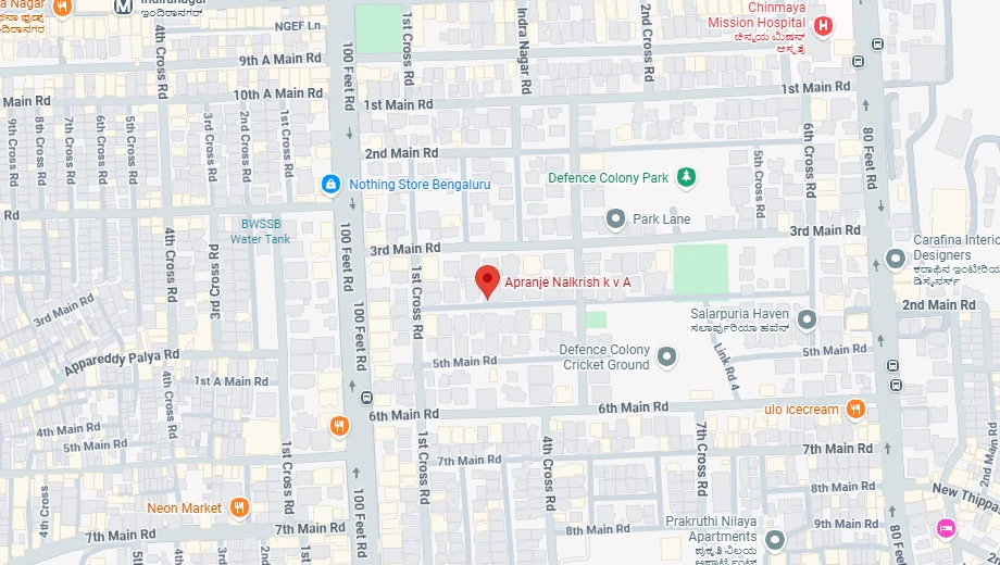 Location of Apranje Elite Nalkrish in Indiranagar, Bangalore - Image 430232