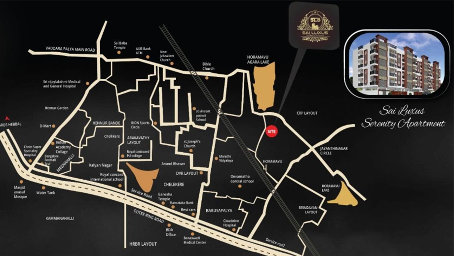 Location of Sai Luxus Serenity Apartment in Horamavu, Bangalore - Image 430289