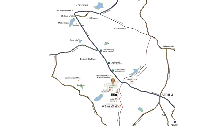Location of Subha Eden Phase 1 in Attibele, Bangalore - Image 430318