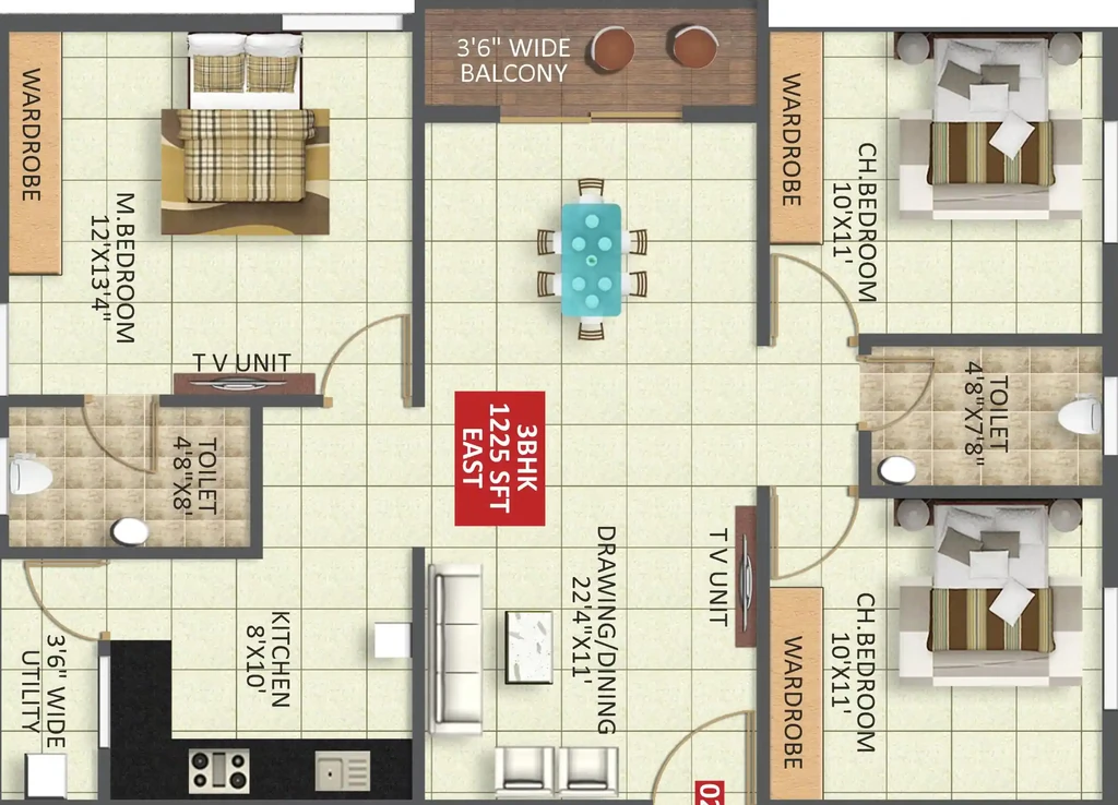 3 BHK Flat in Parth Meridian in Sarjapur Road, Bangalore - Image 929232