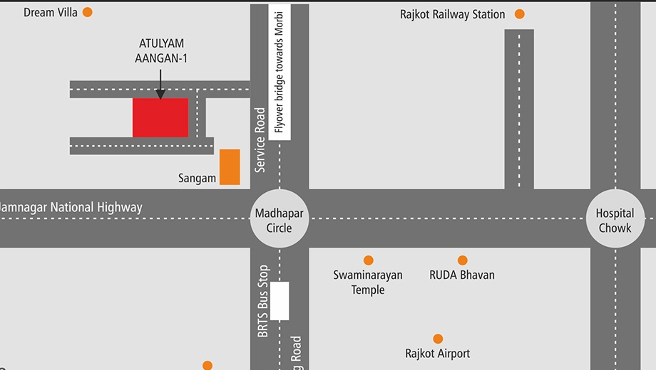 Location of Atulyam Aangan 1 in Madhapar, Rajkot - Image 430358