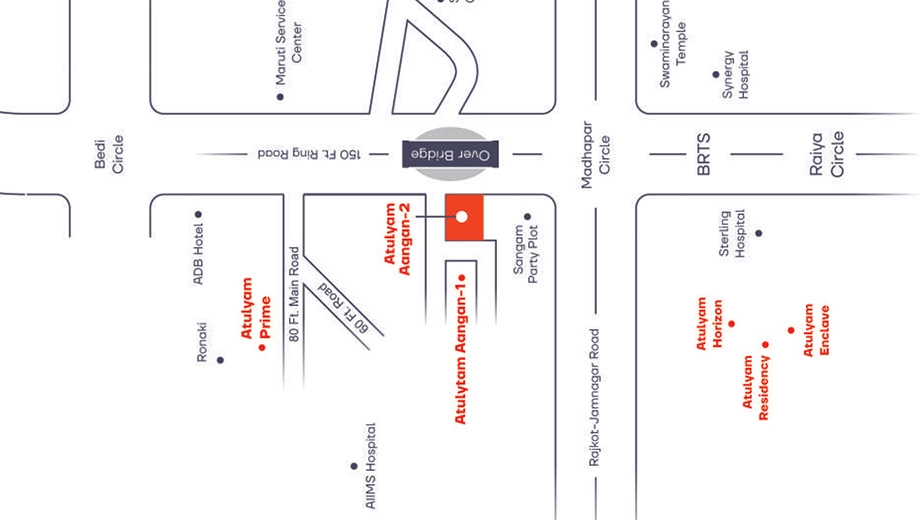 Location of Atulyam Aangan 2 in Madhapar, Rajkot - Image 430365