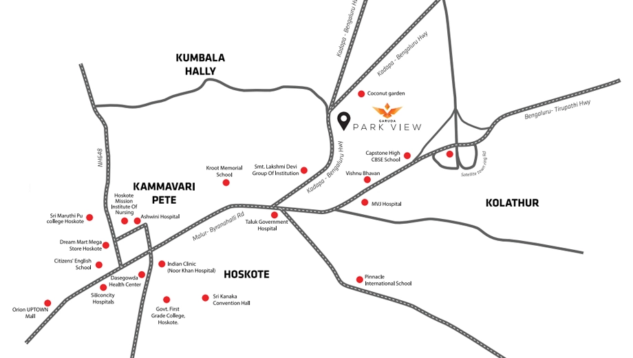 Location of Garuda Park View in Hoskote, Bangalore - Image 430415
