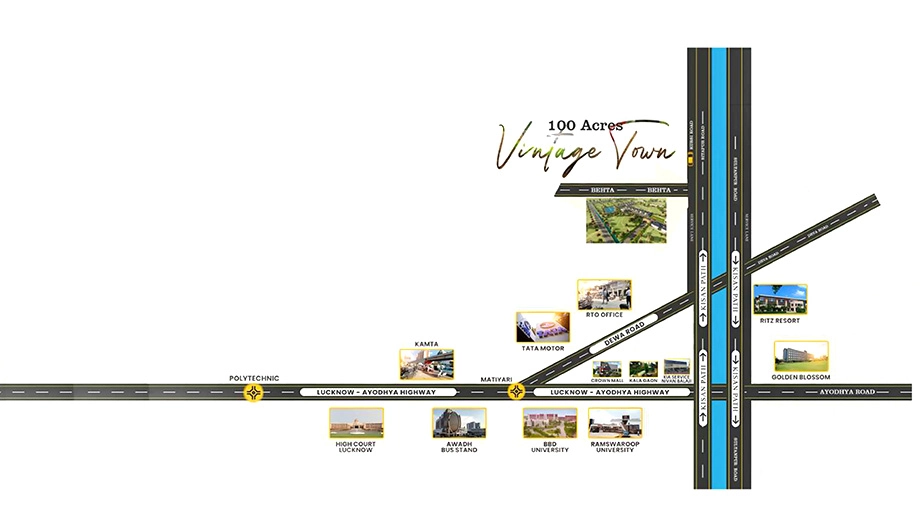 Location of 100 Acers Vintage Town in null, Lucknow - Image 430400