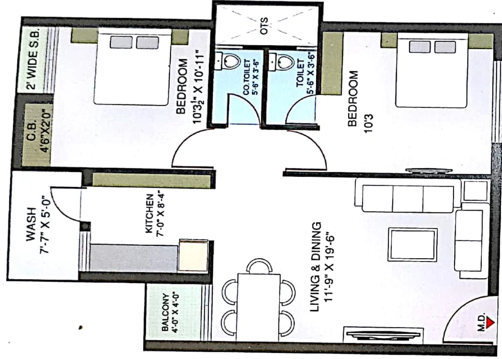 2 BHK Flat in Balaji Shiv Sagar Apartment in Manharpur, Rajkot - Image 929256